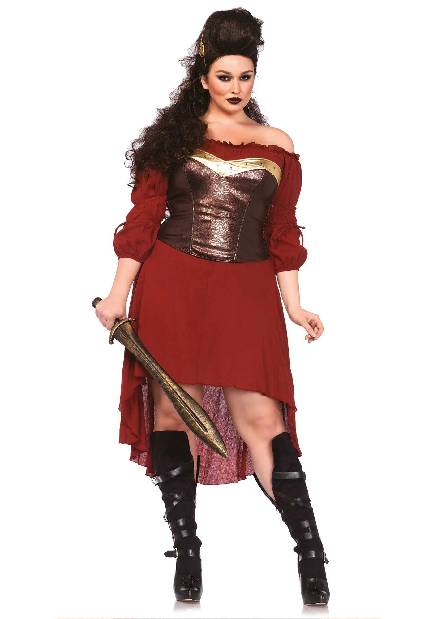 Sexy Historische Boerin Jurk Rood Plus Size Vrouw 2 Sexy Historische Boerin Jurk Rood Plus Size Vrouw - Afbeelding 2