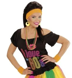 Atletische 80s Zweetband Set Neon Oranje -Toga Winkel wdm1014 05834 c 7