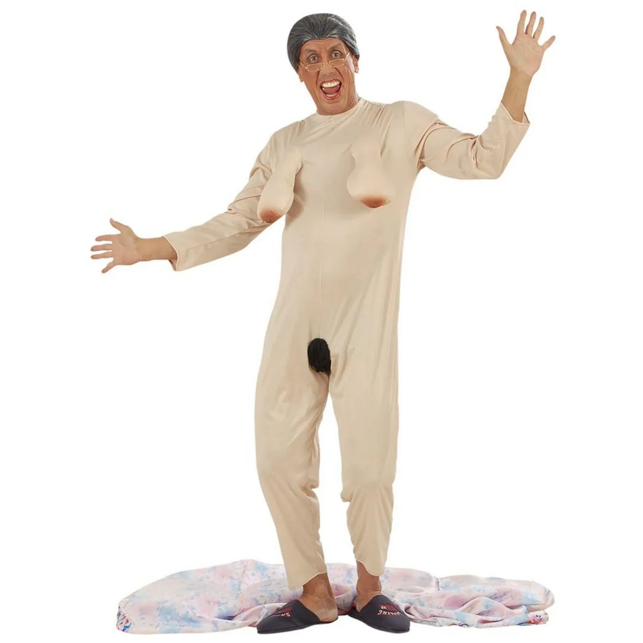 Onverwachte Exhibitionist, Satijn Kostuum Man 3 Onverwachte Exhibitionist, Satijn Kostuum Man - Afbeelding 3