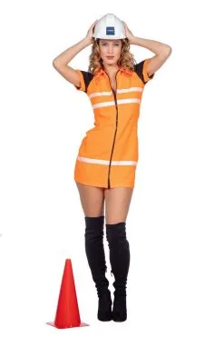 Sexy Wegwerker Kim Vrouw Kostuum