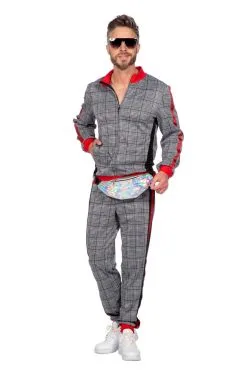 Trainingspak Hip Hop Trotse Schotse Ruit Grijs Man Kostuum